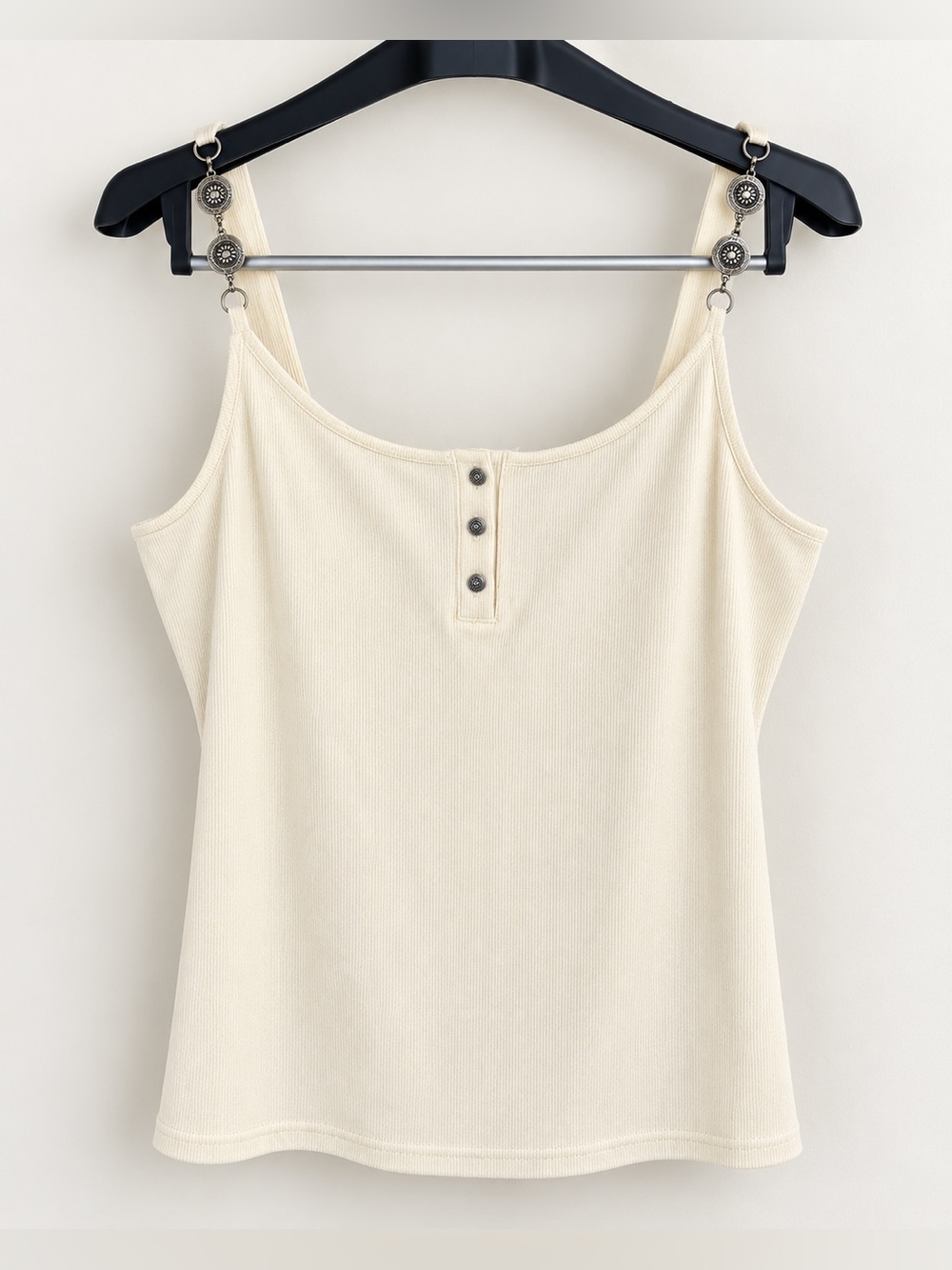 NWT Idyllwind Miranda Lambert Cream Concho Ribbed Tank Top L